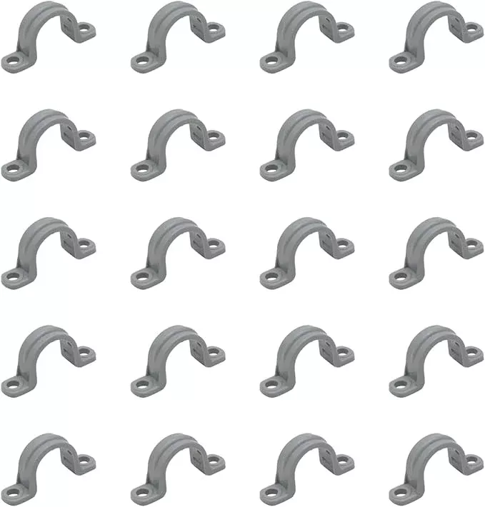 1/2 Inch 20pcs PVC Pipe Straps Reliable 2-Hole Plastic Conduit Clamps for Secure and Organized Mounting of PVC Pipes Conduits, and Cables UL Certified for Safety