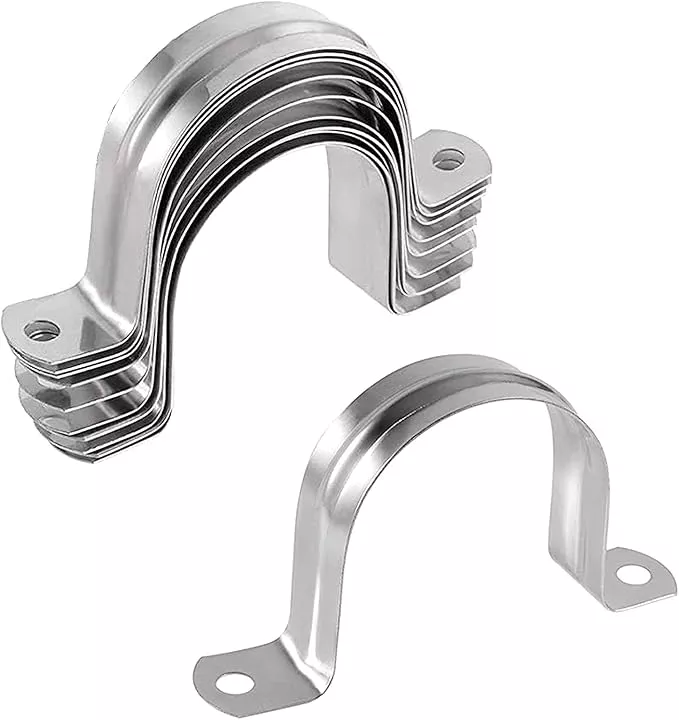 10 Pcs 3inch Rigid Pipe Strap,Two Hole Stainless Steel Strap U Bracket, Widened Tube Strap Tension Clip Assortment Kit Heavy Duty Pipe Clamp for Pipe Fixing（90mm）