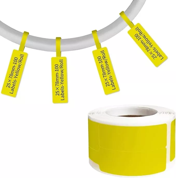 100 Pcs Cable Labels - Waterproof Wire Cord Labels, Tear Resistant Wire Label, Self Adhesive Cord Organizing Label, for Cable Management, Compatible with PUQU AQ20 Label Makers(White) 25x78mm
