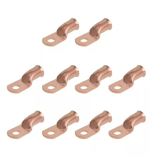 10PCS 3/0AWG - 3/8''Stud Heavy Duty Copper Terminals,Battery Cable Crimp Lugs,Battery Cable Ends,Bare Copper Eyelets Tubular Ring Terminals,Closed End Crimp Electric Connectors