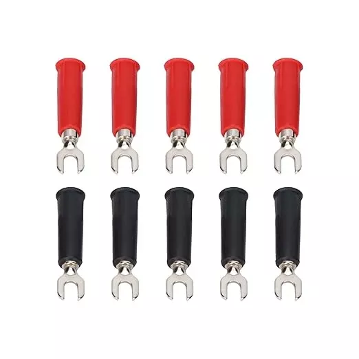 10Pcs 4mm U/Y Type Electrical Crimp Terminals, Banana Plug Adapter Insulated Fork Spade Wire Connector Conversion U Plug Into Banana Jack Adapter Accessories for Banana Plug Multimeter