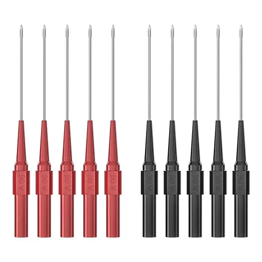 10PCS Back Probe Kit with 4mm Banana Socket (0.7mm Needle) | Non-Destructive Wire Piercing Probes Pin for Car Tester & Automotive Testing Tools Multimeter Tester (Red-Black)