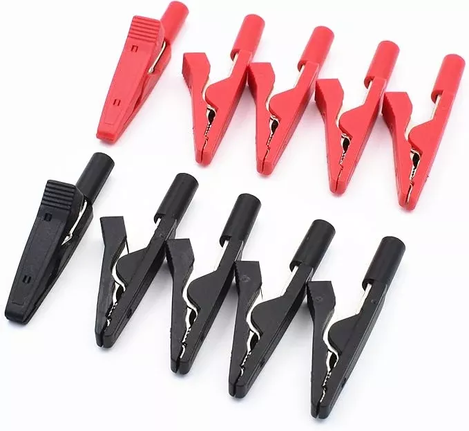 10Pcs Red and Black Insulated Safety Multimeter Test Leads with Mini Alligator Clips Crocodile Clamp Clips for 2mm Test Probe Banana Plug Connector