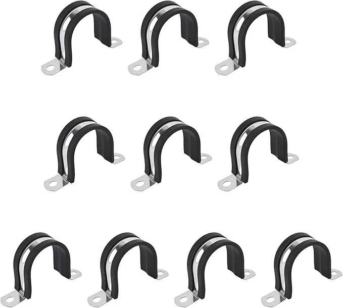 2-3/8 Inch 10 PCS 2 Holes Rubber Cushioned U Bracket Clamp, Reinforced Rigid Pipe Strap, Stainless Steel Conduit Straps Cable Clamp (60 mm) by Tavonuxt