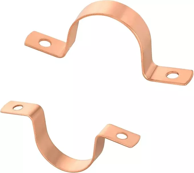 2-Pack EFIELD 2-Inch Copper Pipe Straps, Two-Hole Clamp Mount, Copper Made, (COPPER129)