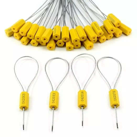 2000 pcs Tamper Proof Security Cable Wire Seals Numbered Pad-Lock Pull-Tite Security Tag Straps for Trailers, Cargo, Truck (Yellow)