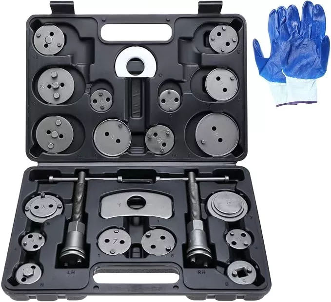 22PCS Disc Brake Caliper Wind Back Tool Kit, Car Brake Piston Compressor and Wind Back Tool Set for Brake Pad Replacement