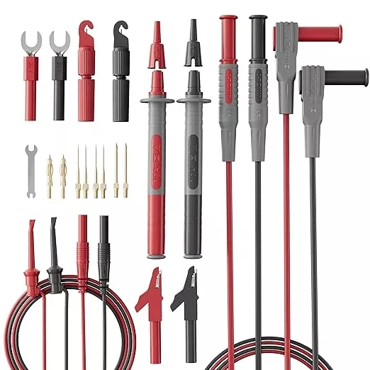 25-Piece Silicone Multimeter Test Lead & Back Probe Kit - Premium Modular Volt Meter Probes with Alligator Clips, 40 in Leads for Automotive Multi Meter Digital & Ohm Meter