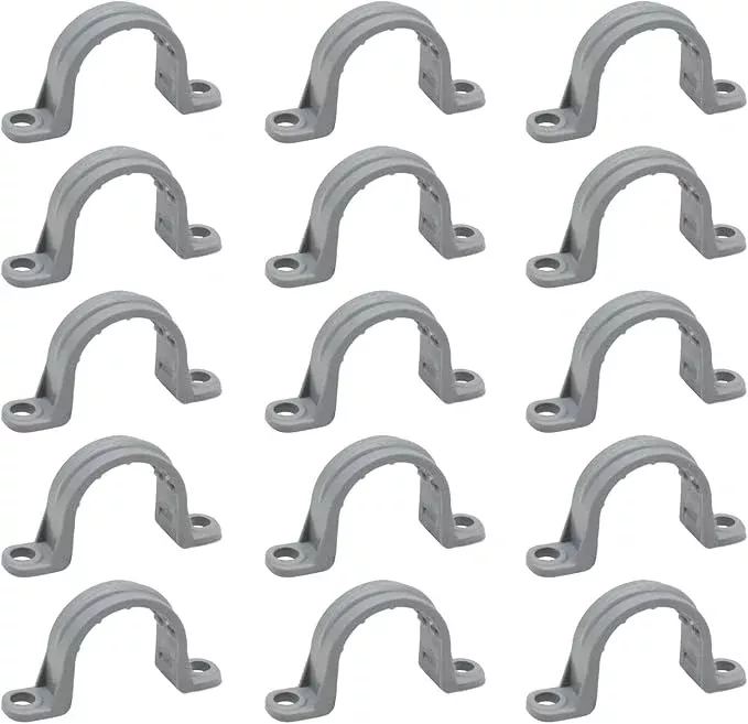 3/4 Inch 15pcs PVC Pipe Straps Reliable 2-Hole Plastic Conduit Clamps for Secure and Organized Mounting of PVC Pipes Conduits, and Cables UL Certified for Safety