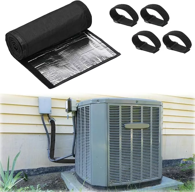 3 Layers HVAC Copper Pipe Insulation Cover, 72x10.2 Inch 600D Oxford AC Pipe Protector with 4 Adjustable Straps for Outdoor, Flexible Insulation Sleeve for Central Air Conditioning Mini Splits