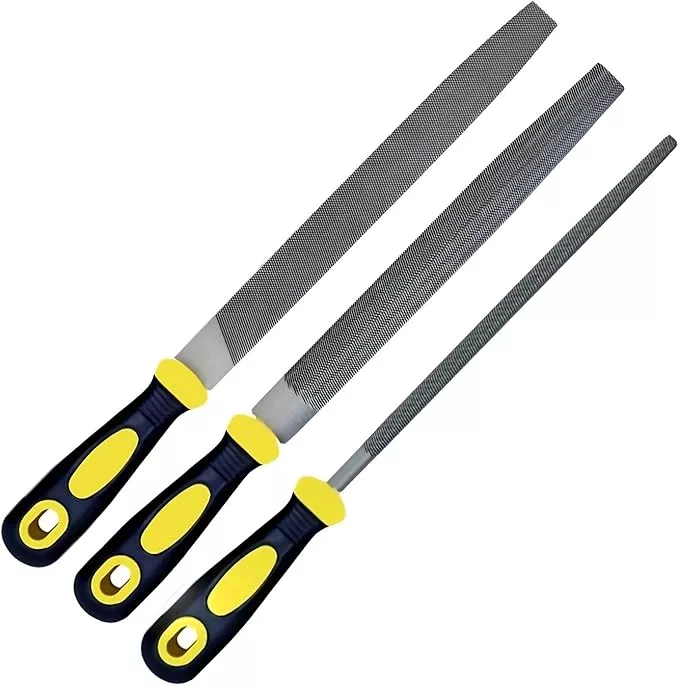 3 pcs Metal File Set, 8-inch,Professional High Carbon Steel File, Includes Flat/Round/Half-Round,Work for Metal, Wood