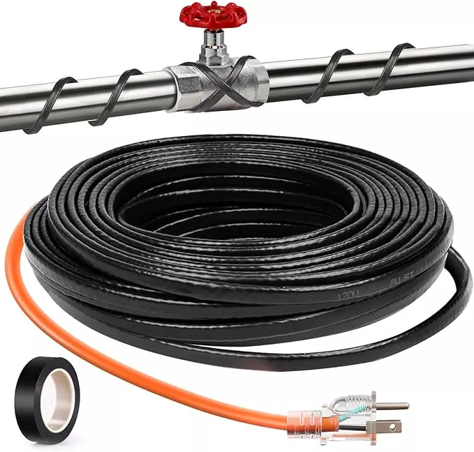 3FT（3FT-200FT） Pipe Heating Cable for Pipe Freeze Protection, Heat Cable for Water Pipes(Metal and Plastic), Pipe Heat Tape Keeps Water Flowing at -40°F 5w/ft, 120V