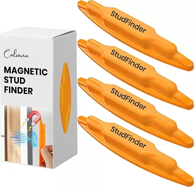 (4-Pack) Calvana Magnetic Stud Finder Wall Scanner, Stud Finder Magnet, Wall Detector Scanner, Compatible with All Drywall Construction, No Batteries Required, Wall-Friendly Construction，Easy to Use