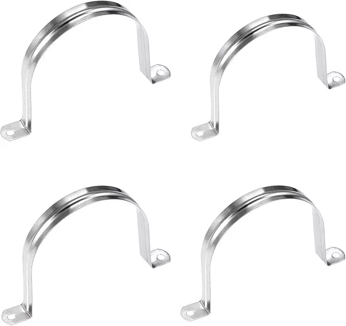 4 Pcs 5inch Rigid Pipe Strap,Two Hole Stainless Steel Strap U Bracket, Widened Tube Strap Tension Clip Assortment Kit Heavy Duty Pipe Clamp for Pipe Fixing（133mm）