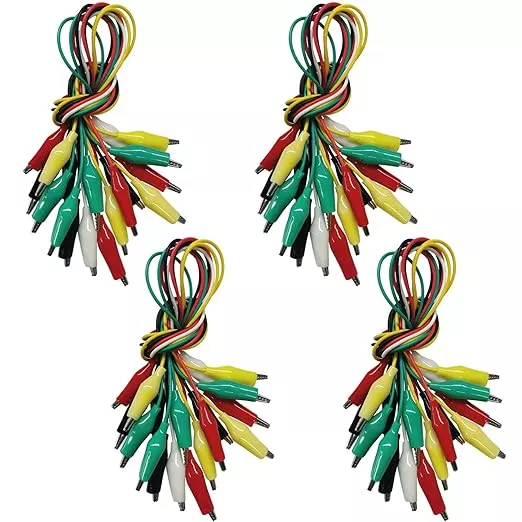 40PCS Premium Alligator Clips Electrical, Crocodile Cable, Test Leads with Test Probes, 5-Color Dual Ended Jumper Wires with Alligator Clip for Multimeter, Electric Experiments, Circuit Connection