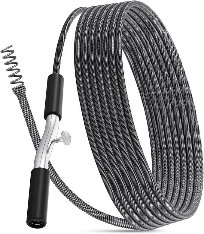 50 ft Drain Auger Plumbing Snake for Heavy Deep Blockages 3/8" Diameter Flexible Plumbing Cables Drain Snake for Kitchen Bathroom Shower Sink Cleaning Drainage Clogs