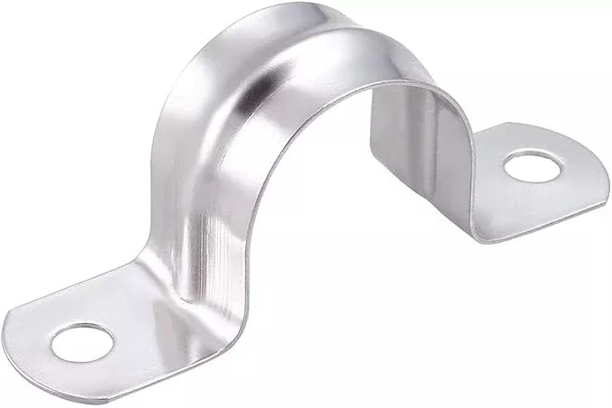 50 Pack 2 Inch 50mm U Bracket Rigid Pipe Strap Clamp, Two Hole Strap U Tube Pipe Conduit Clamp Clip for Pipe Fixing