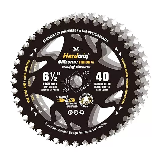 6-1/2 Circular Saw Blades 3-Pack, 40T ATB Carbide - Ultra-Lightweight for Cordless Saws & Old Tools, Saves Battery, Thin Kerf Cuts Wood/Plywood/OSB | Fits DeWalt/Makita/Milwaukee