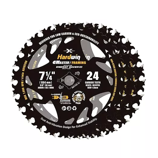 7 1/4 Inch Framing Circular Saw Blade-3Pack, 24T ATB Carbide Teeth, Lightweight for Cordless Saws. Super Thin Kerf for Cutting Wood, Plywood, MDF, OSB, Hardwood, Softwood & More.