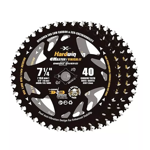 7 1/4 Inch Framing Circular Saw Blade-3Pack, 40T ATB Carbide Teeth, Lightweight for Cordless Saws. Super Thin Kerf for Cutting Wood, Plywood, MDF, OSB, Hardwood, Softwood & More.