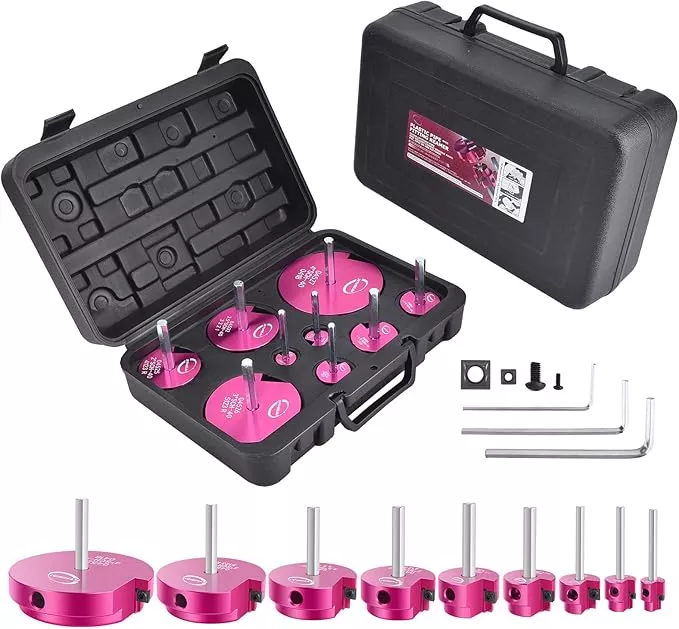 9 Pcs PVC Pipe Reamer Kit, PVC Fitting Saver Socket Saver Plumbing Tool with 1/2", 3/4", 1", 1-1/4", 1-1/2", 2", 2.5", 3" and 4" Head, Pipe Fitting Reamer for SCH40 CPVC ABS, Fits Standard 1/2" Drill