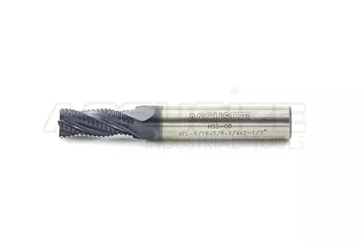Accusize Industrial Tools 5/16'' Fine Tooth M42 8% Cobalt Tialn Roughing End Mill, 3/8'' Shk Dia, 3/4'' Flute Length, 2-1/2'' Oal, 4 Flute, 1104-0516