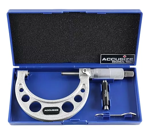 Accusize Industrial Tools 50-75mm by 0.01mm Ultra-Precision Outside Micrometer, EG00-0075