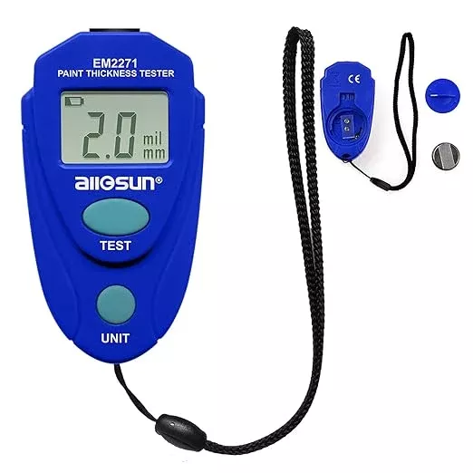 allsun EM2271 Portable Paint Coating Thickness Meter 0-2mm/80mil,Non-Destructive Coating Tester for Iron Steel Aluminum with Auto Shut-off