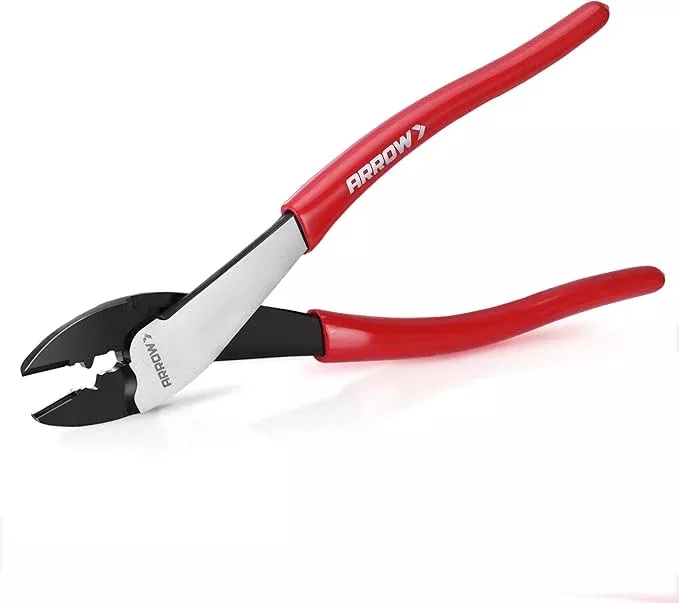 ARROW 9.5" Wire Crimper/Cutter, Wire Crimping Tool with Thick Dip-Grip Handle, CR-V Steel, Crimper Tool Electrical for 10–22 AWG Insulated & Non-Insulated Terminals and Connectors