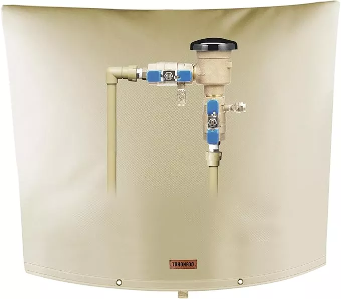Backflow Preventer Pipe Insulation Cover (5°F) - Irrigation Sprinkler Valve Insulated Pouch - Water Well Pump Cover - Sturdy 5 Layers for Winter Freeze Protection, 24" W x 36" H, Beige
