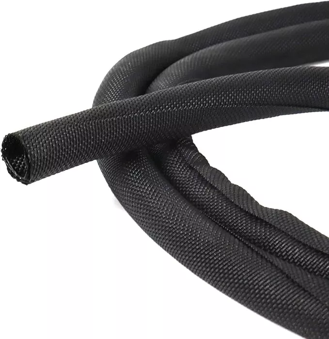 Black Braided Cable Management Sleeves Wire Loom Tubing Cord Protector Self-Wrapping (3/4"-20feet)