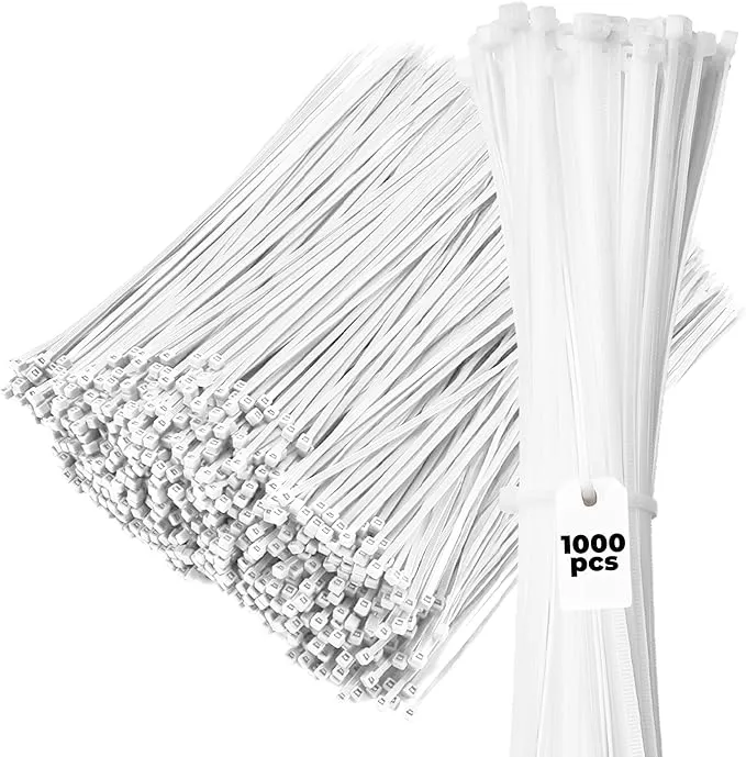 Bolt Dropper 1000-Piece Set Zip Cable Ties - 12-Inch Heavy Duty Self-Locking Nylon Wire Ties - 40 lbs Tensile Strength for Indoor or Outdoor Use - Durable, UV and Temperature Resistant White Zip Ties