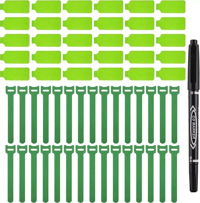 Cable Labels & Reusable Hook and Loop Fastening Ties Set - 30 Pcs Cord or Wire Labels & 30 Pieces Cable Tags for Electronics, Home & Office Cord Management