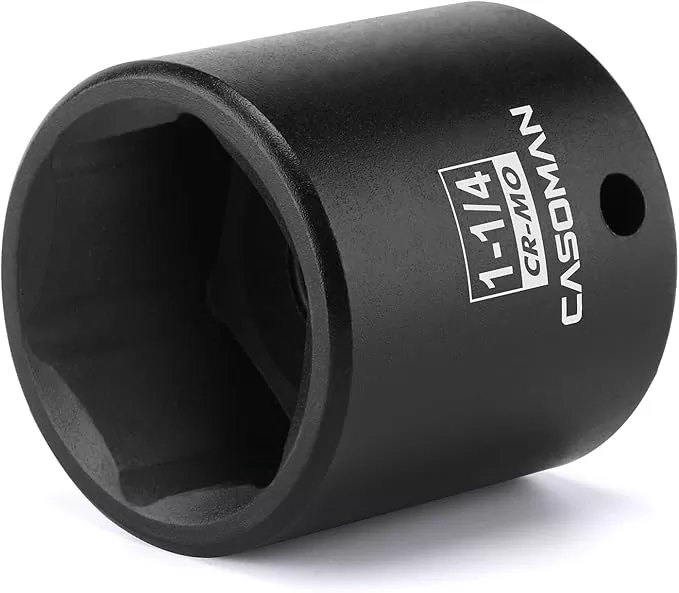 CASOMAN 1/2" Drive x 1-1/4" Impact Socket, 6-Point, SAE, CR-MO