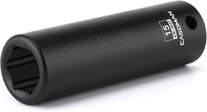 CASOMAN 1/2" Drive x 15mm Deep Impact Socket, 6-Point, Metric, CR-MO