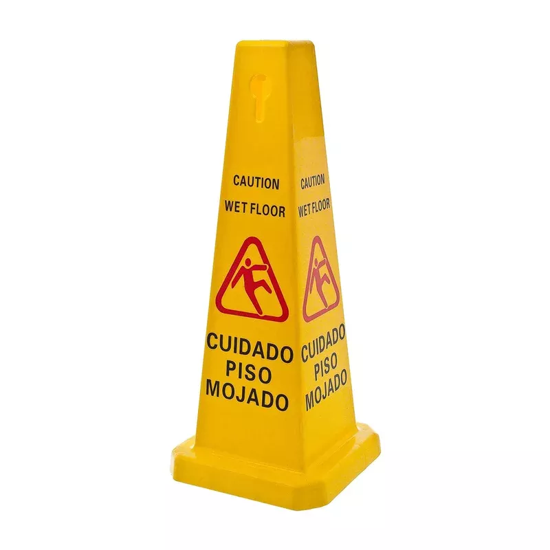 “Caution Wet Floor” Triangle, Yellow, 27″