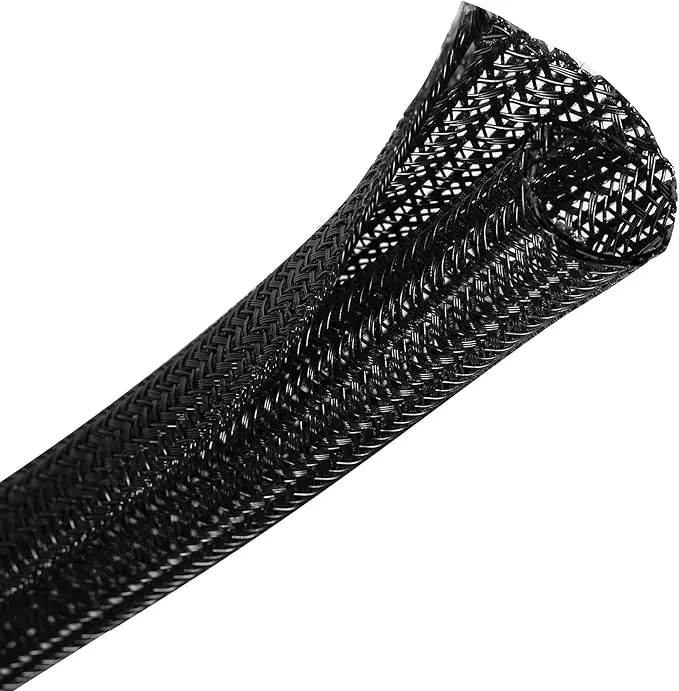 CrocSee 25ft - 1/4 inch Braided Cable Management Sleeve Cord Protector - Self-Wrapping Split Wire Loom for TV/Computer/Home Theater/Engine Bay - White