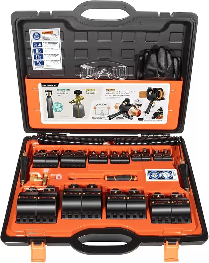 CST2 General Cold-Shot Pipe Freeze Kit - Upgraded CO2 Water Pipe Plumbing Line Freezing Repair Kit from 1/8" to 2" for Copper Steel Aluminum Cast Iron