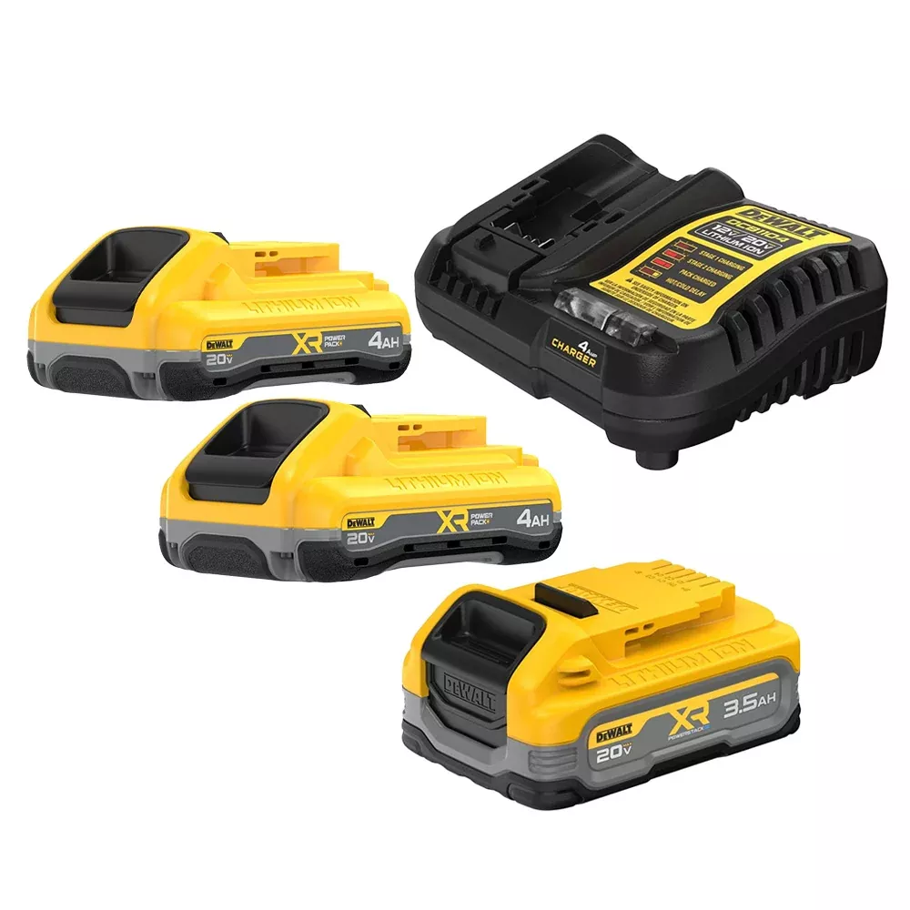 DeWALT DCB2104-2 20V MAX XR POWERPACK 4.0Ah Battery, 2-Pack w/ (1) 3.5Ah POWERSTACK Battery & Charger Kit