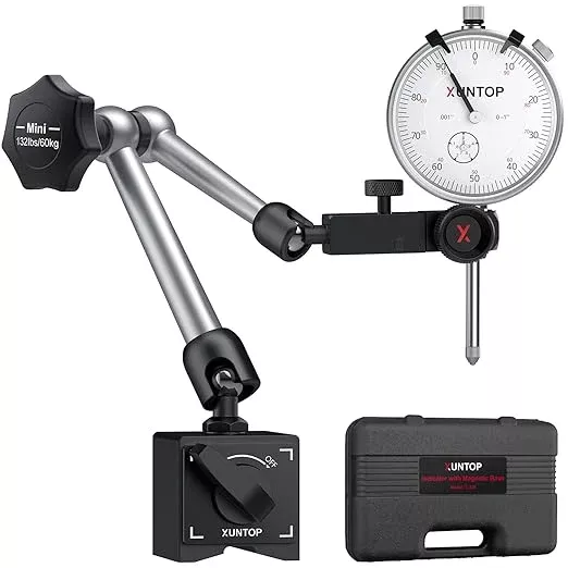 Dial Indicator 1inch/0.001inch with 132lbs/60kg Magnetic Base,Imperial Dial Test Gauge Set for Lathe,3D Printer,CNC,Car,Laboratory