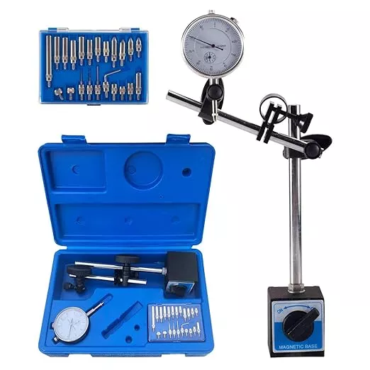 Dial Indicator with Magnetic Base Holder Fine Adjustable Long Arm 0-10mm Professional Gauge 0.01mm