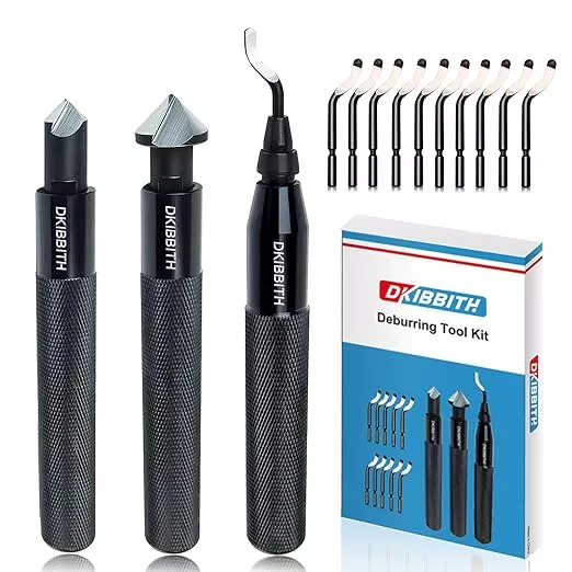 DKIBBITH 13-Piece Deburring Tool Set with 2 Countersinks & 11 Blades - Works on Metal, Resin, PVC, Copper, Plastic,3D Printed Edges - Plumbing & 3D Printing Burr Removal Reamer Tool.