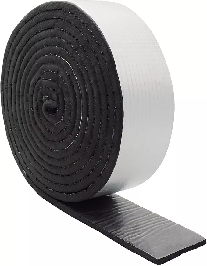 DOBTIM Foam Foil Pipe Insulation Wrap, Reflective Foil Insulation Tape Self Adhesive with High Resilience for Pipe Insulation Wrap 16 Ft Long x 3 Inch Wide x 3/8 Inch Thick