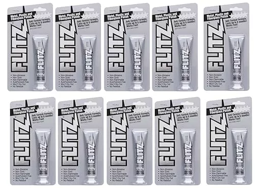 Flitz Multi-Purpose Metal Polish Paste - 1.76oz Tube of USA-Made Chrome Polish - Works on Stainless Steel, Aluminum, Plastic, Jewelry and Cars - Non-Abrasive Cleaner & Rust Remover (6 Pack)