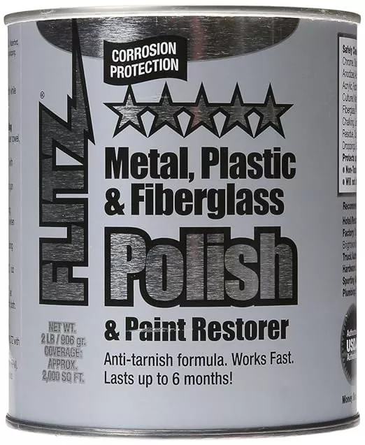 Flitz Multi-Purpose Metal Polish Paste - 2lb Can of USA-Made Chrome Polish - Works on Stainless Steel, Aluminum, Plastic, Jewelry and Cars - Non-Abrasive Cleaner & Rust Remover (6 Pack)