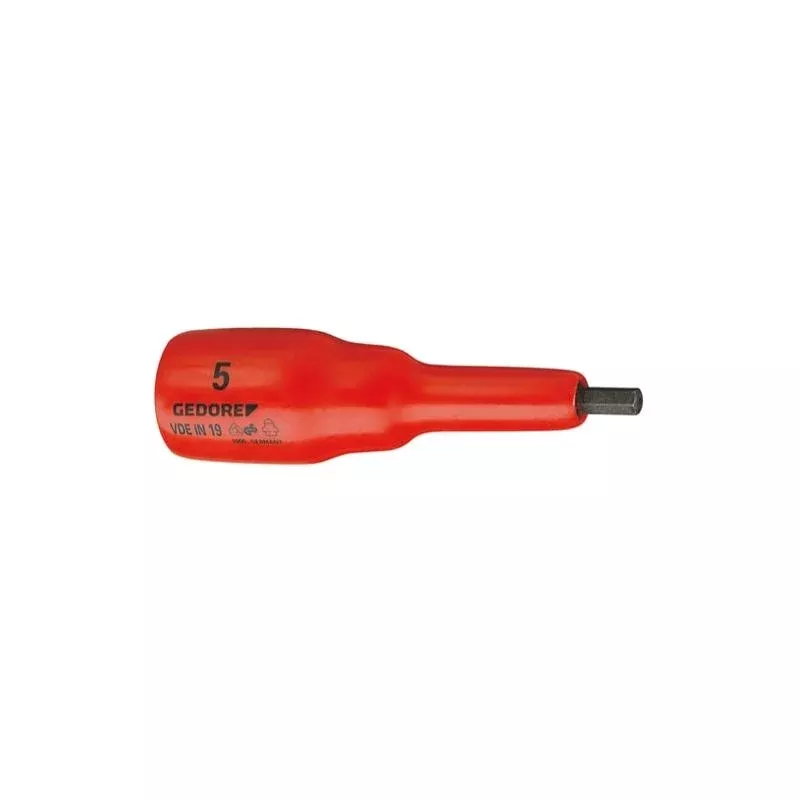 Gedore 6124560 VDE Screwdriver Bit Socket 1/2 Inch Drive, 6 mm