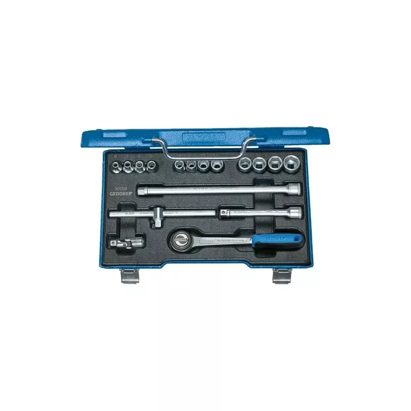 Gedore 6235980 Socket set 3/8 Inch Drive, 17 Piece Hex 6-19 mm