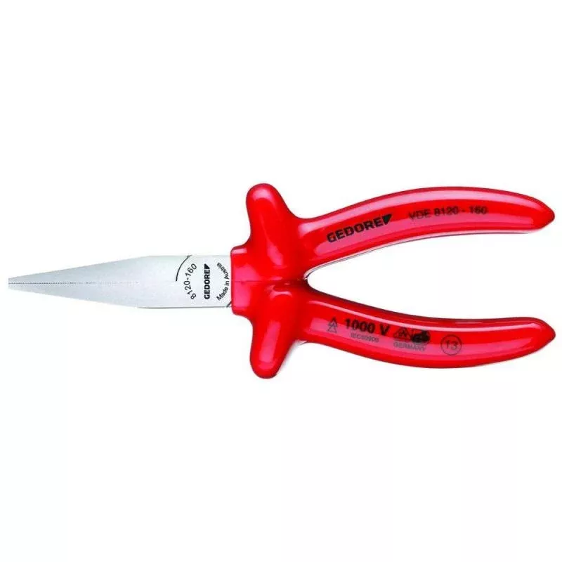 Gedore 6715330 VDE Flat nose pliers with VDE dipped insulation