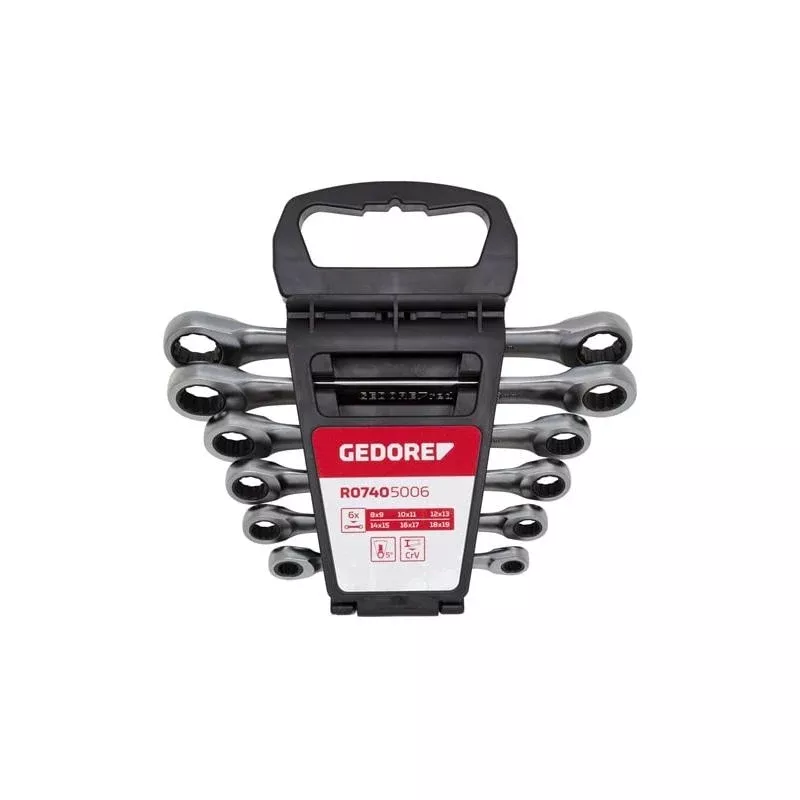 Gedore R07405006 Dbl.ring ratchet span. Size Set 8-19mm 6pcs