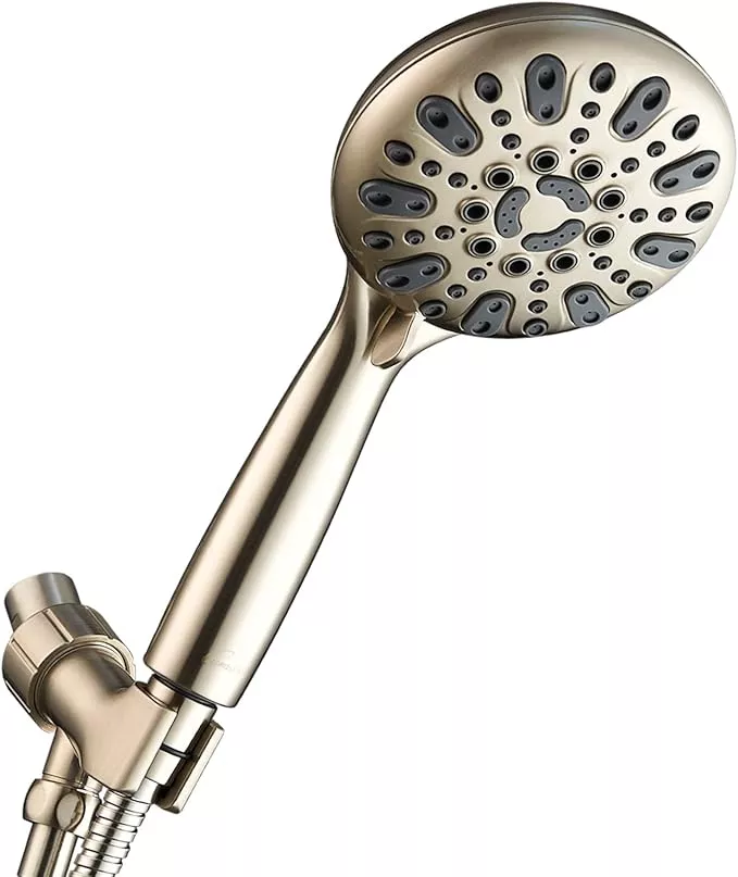 Handheld Shower Head, 6 Spray Setting High Pressure Shower Head with Brass Swivel Ball Bracket and Extra Long Stainless Steel Hose, Oil-Rubbed Bronze, 5"